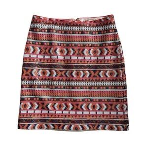 Banana Republic Sequins Mini Pencil Skirt Women's 0 Multicolor Geometric‎ Aztec